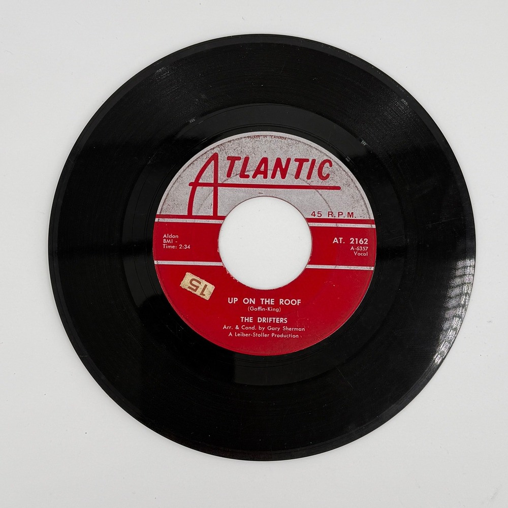 The Drifters Up On The Roof 1962 Canadian Variant Atlantic 7" 45 RPM AT 2162